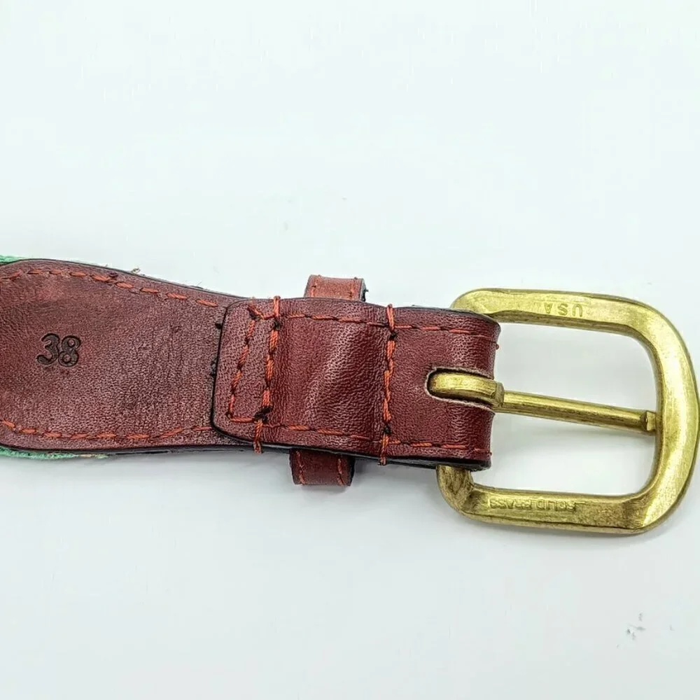 Smathers & Branson Hand-Stitched Needlepoint Leather Belt